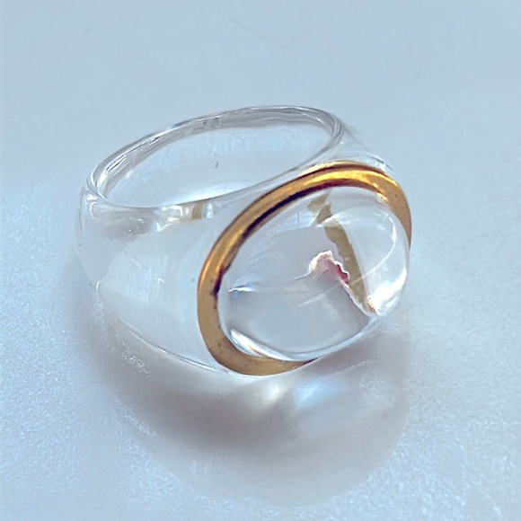 Baccarat crystal ring with gold inlay. Size 6 with box